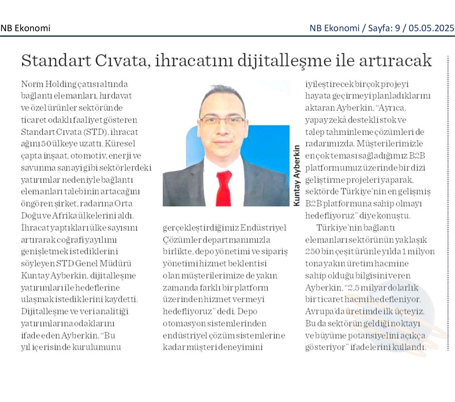 Standart Cıvata, İhracatını Dijitalleşme ile Artıracak